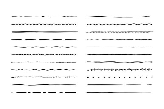 Line of hand drawn rough shape. Sketch scribble pencil stroke style. Horizontal wave and zigzag doodle line. Vector illustration for border, frame.