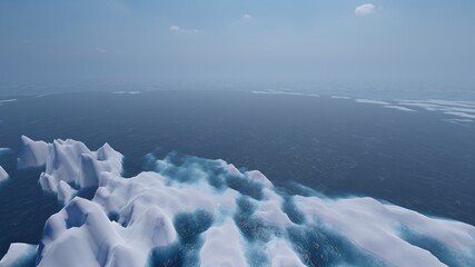 Scenic landscape ocean and glacier 3d render	