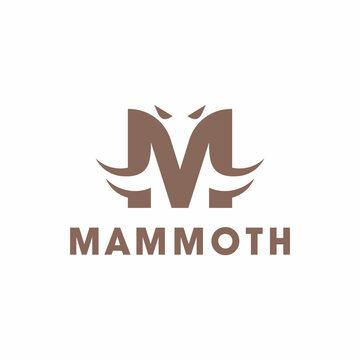 letter M ivory elephant negative space mammoth gigantic logo design minimalist