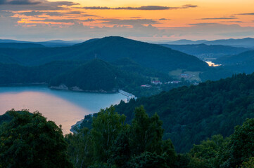 Solińskie Lake photographing from the top of Jawor, Solina, Bieszczady Mountains