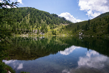 Naklejka na ściany i meble Laghetto dei Salei a beautiful alpine lake in Ticino in Switzerland