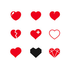 Heart Sign Color Filled Icon Set. Vector
