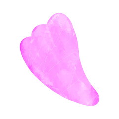 Watercolor illustration of gua sha quartz scraper for facial massage. A product for skin care and improving tone, isolated on a white background.
