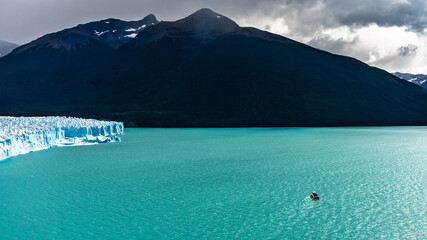 Sailing  in front of the Perito Moreno glacier on Lake Argentino