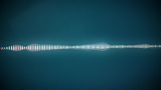 3D sound spectrum on dark blue background. Looping 4K video for your design. 