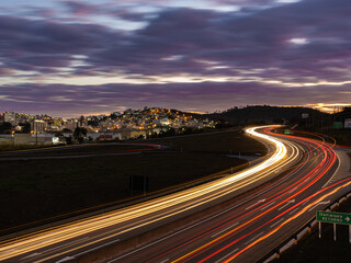 Fototapeta na wymiar sunset on the highway