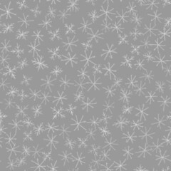 Hand Drawn white Snowflakes Christmas Seamless Pat