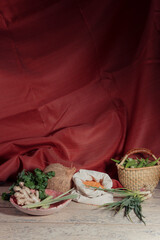 A selection of ingredients used in African okra stew