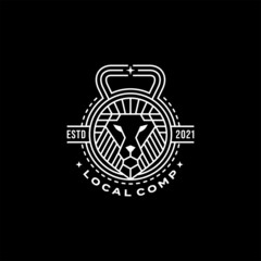 Lion Line fitness outline logo design