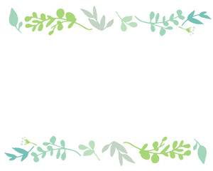 手書きタッチの草木。線画の草木イラストフレーム。ベクターイラスト。