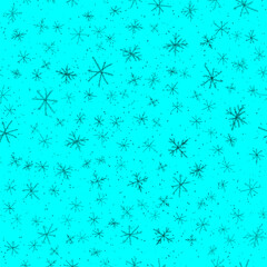Fototapeta na wymiar Hand Drawn black Snowflakes Christmas Seamless Pat