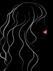 Silhouette of a woman, red lips