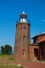 Fototapeta na wymiar Beautiful lighthouse, sightseeing in Ventes Ragas, Lithuania