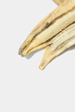 Close Up Of Peeled Plantain On White Background