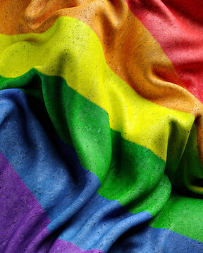 LGBTQ+ rainbow folds in fabric material foundation