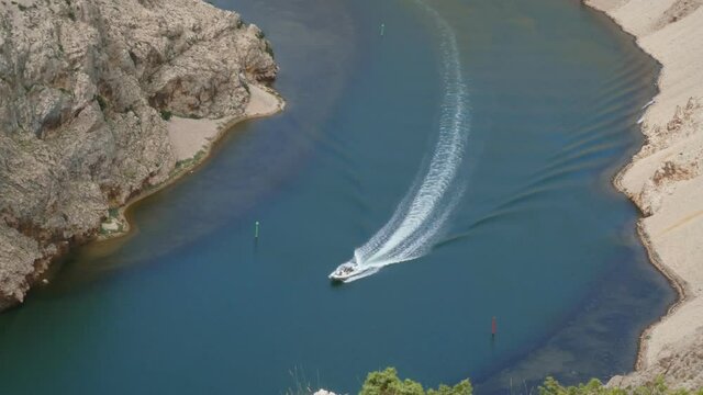 Speedboat sailing in beautiful zrmanja canyon