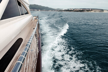 view of the coast from the yacht - 447570952
