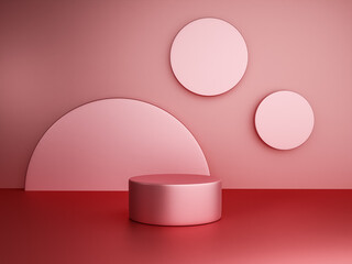 Scene with pink color podium for mock up presentation in minimalism style with copy space, 3d render abstract background