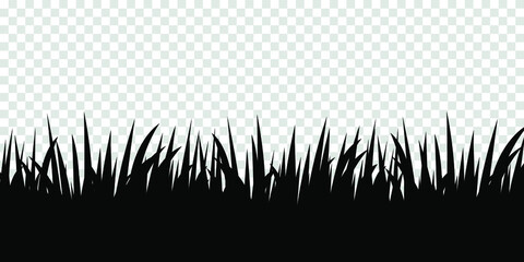 Black grass transparent background. Vector illustration.