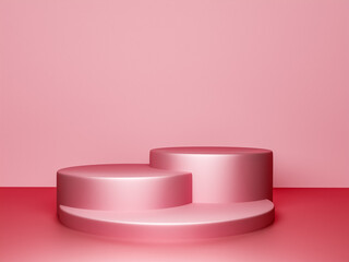Scene with pink color podium for mock up presentation in minimalism style with copy space, 3d render abstract background