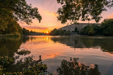 Nanjing city at sunset in summer