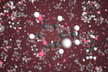 Orcinol molecule made with balls, scientific molecular model. Chemical 3d rendering