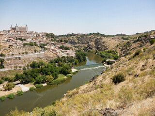 Fototapeta na wymiar The Hilltop City of Toledo Spain with the Alcázar of Toledo Spainish Castle