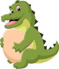 cute baby crocodile holding egg