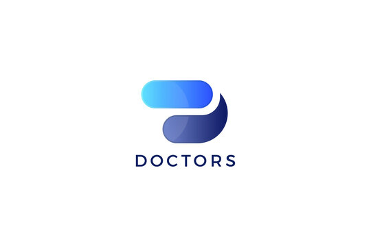 Letter D blue color 3d creative awesome technological capsule doctors logo