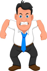 angry boss cartoon on white background