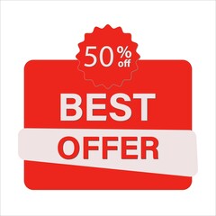Best offer banner template design. Brush vector banner. Sale offer price sign. Vector illustration. Discount 50%