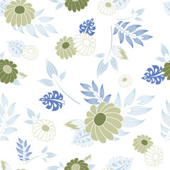Silver Daisy Seamless Pattern Background