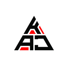 KAJ triangle letter logo design with triangle shape. KAJ triangle logo design monogram. KAJ triangle vector logo template with red color. KAJ triangular logo Simple, Elegant, and Luxurious Logo. KAJ 
