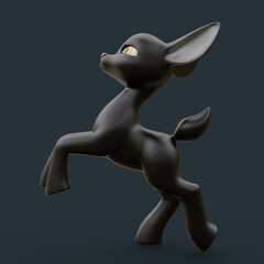 3D Rendering of an Isolated Funny Cartoon Deer