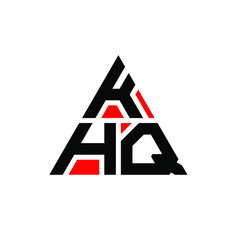 KHQ triangle letter logo design with triangle shape. KHQ triangle logo design monogram. KHQ triangle vector logo template with red color. KHQ triangular logo Simple, Elegant, and Luxurious Logo. KHQ 