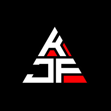 KJF triangle letter logo design with triangle shape. KJF triangle logo design monogram. KJF triangle vector logo template with red color. KJF triangular logo Simple, Elegant, and Luxurious Logo. KJF 
