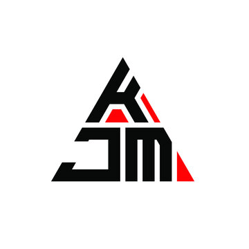 KJM triangle letter logo design with triangle shape. KJM triangle logo design monogram. KJM triangle vector logo template with red color. KJM triangular logo Simple, Elegant, and Luxurious Logo. KJM 