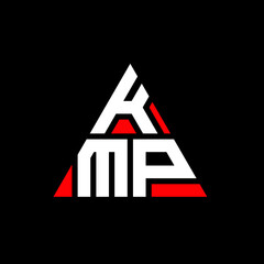 Fototapeta KMP triangle letter logo design with triangle shape. KMP triangle logo design monogram. KMP triangle vector logo template with red color. KMP triangular logo Simple, Elegant, and Luxurious Logo. KMP  obraz