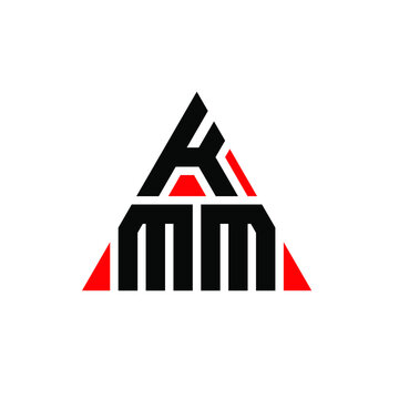 KMM triangle letter logo design with triangle shape. KMM triangle logo design monogram. KMM triangle vector logo template with red color. KMM triangular logo Simple, Elegant, and Luxurious Logo. KMM 
