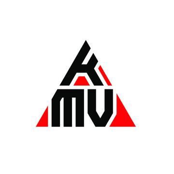 KMV triangle letter logo design with triangle shape. KMV triangle logo design monogram. KMV triangle vector logo template with red color. KMV triangular logo Simple, Elegant, and Luxurious Logo. KMV 