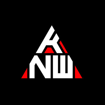 KNW triangle letter logo design with triangle shape. KNW triangle logo design monogram. KNW triangle vector logo template with red color. KNW triangular logo Simple, Elegant, and Luxurious Logo. KNW 