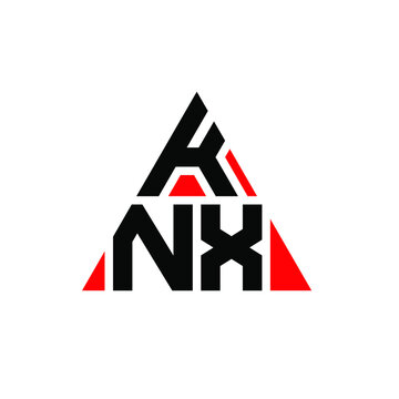 KNX triangle letter logo design with triangle shape. KNX triangle logo design monogram. KNX triangle vector logo template with red color. KNX triangular logo Simple, Elegant, and Luxurious Logo. KNX 