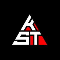 KST triangle letter logo design with triangle shape. KST triangle logo design monogram. KST triangle vector logo template with red color. KST triangular logo Simple, Elegant, and Luxurious Logo. KST 