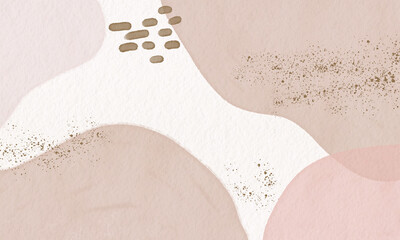 Watercolor art background. Wallpaper design with paint brush. Earth tone blue, pink, beige watercolor Illustration for prints, wall art, cover and invitation cards.