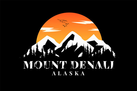 T-shirt mountain denali silhouette alaska