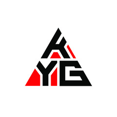 KYG triangle letter logo design with triangle shape. KYG triangle logo design monogram. KYG triangle vector logo template with red color. KYG triangular logo Simple, Elegant, and Luxurious Logo. KYG 