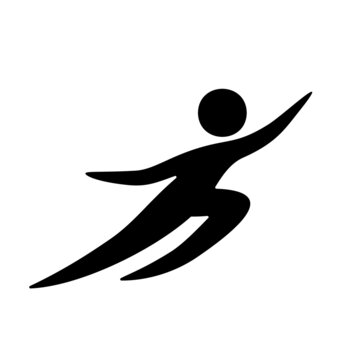 身体を伸ばしてジャンプしている人のピクトグラム：スポーツするアスリート・ヨガやフィットネスのイメージ