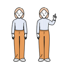 立っている女性のイラスト