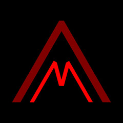 letter a and m logo is red on black background, vector template