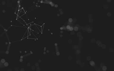 Abstract background. Molecules technology with polygonal shapes, connecting dots and lines. Connection structure. Big data visualization.